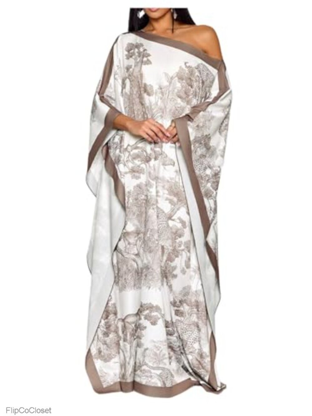 Boho Off Shoulder Oversized Maxi Kaftan Dress Summer Beach Vacation